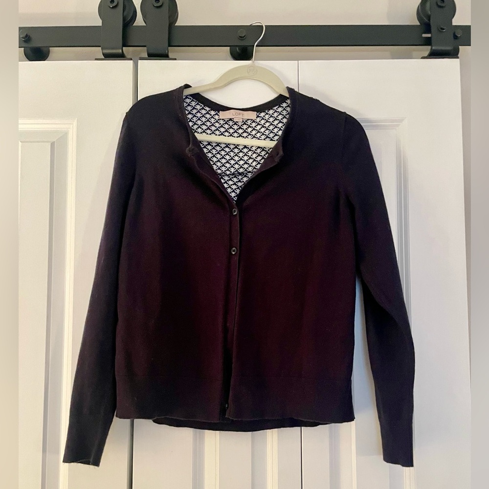 LOFT Navy Blue Open Front Cardigan